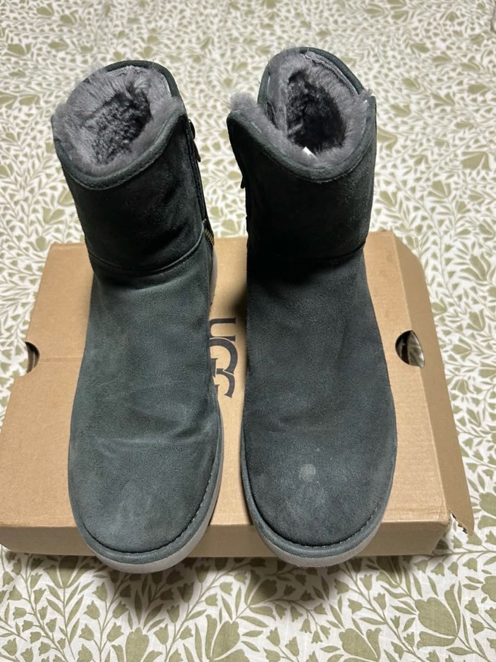 UGG Short Suede Boots in Charcoal (UGG Abree Mini Boot)